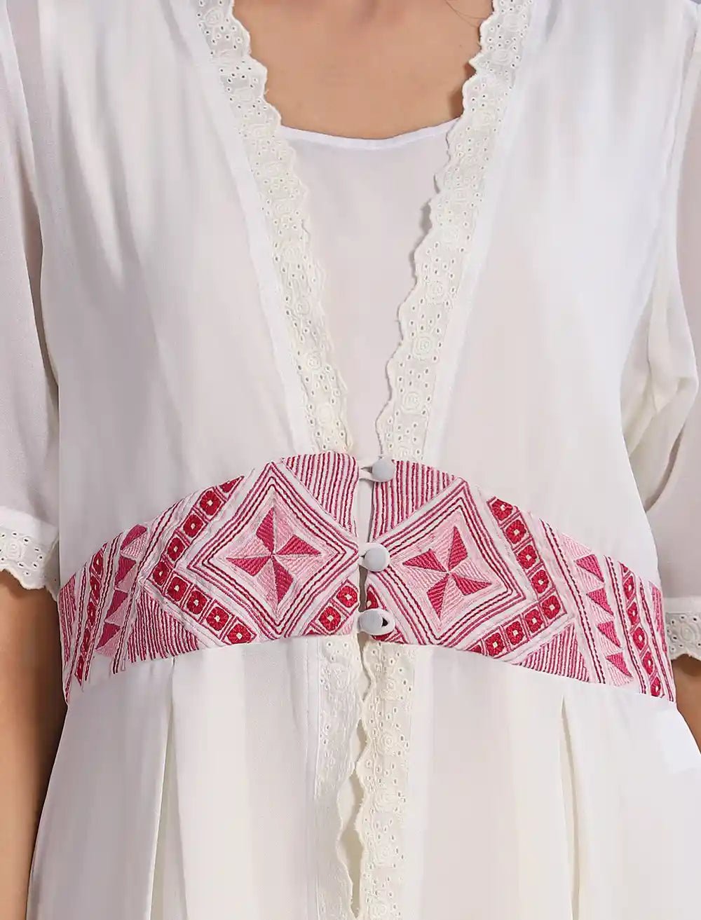 Embroidered Long Shrug Set - Blucheez