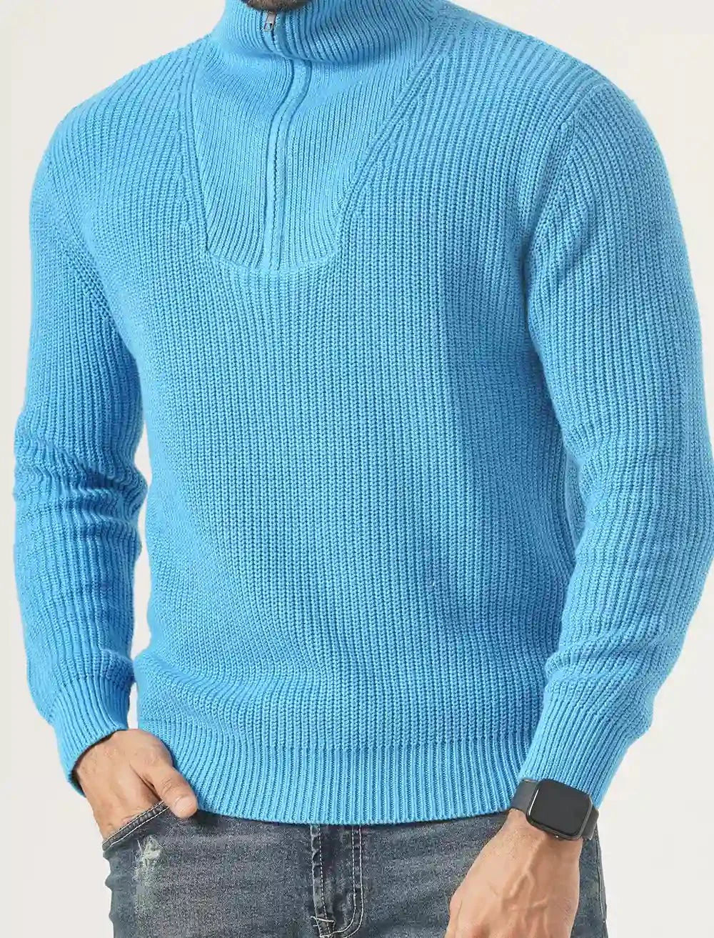 Front Zip High Neck Sweater - Blucheez