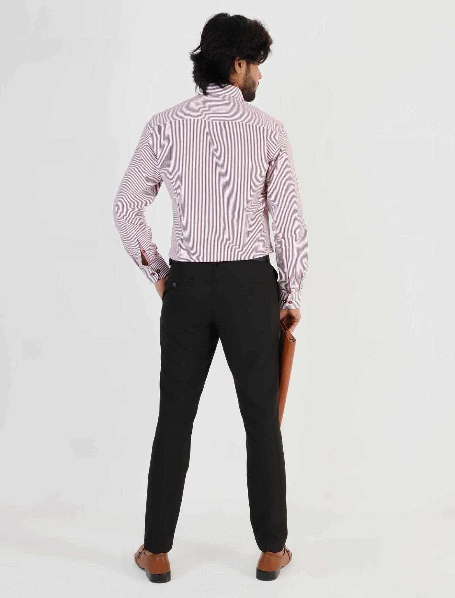 Maroon Stripe Formal Shirt - Blucheez
