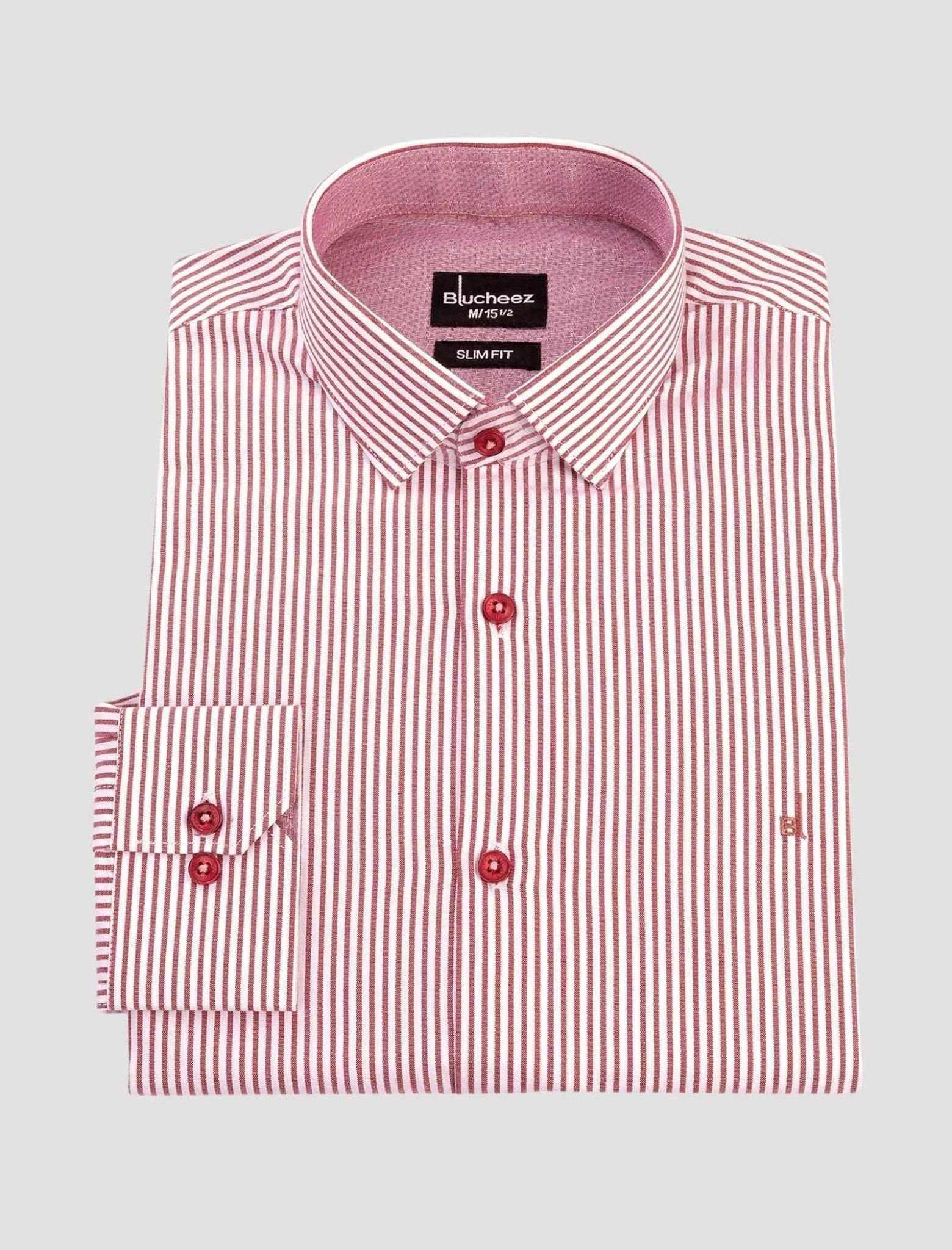 Maroon Stripe Formal Shirt - Blucheez