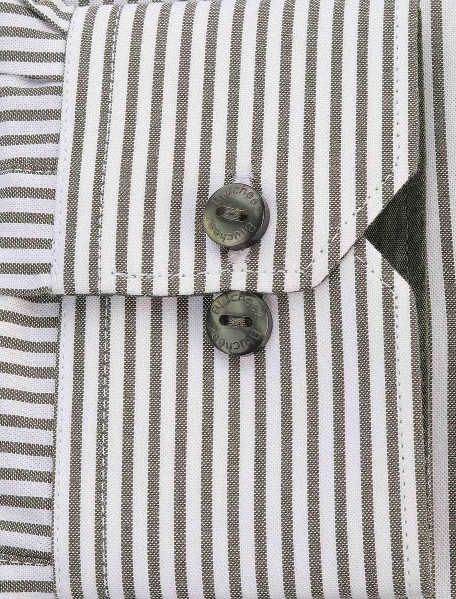 Olive Stripe Formal Shirt - Blucheez